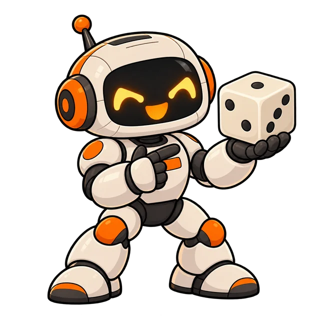 Maskotka Konsole i Gry — robot z kostką do gry
