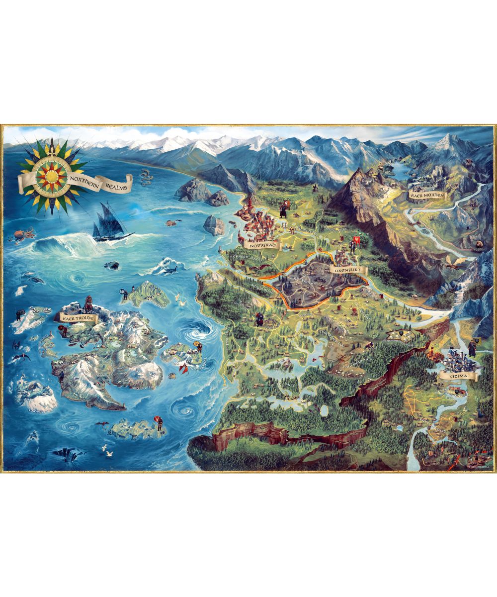 Gaming Puzzle: The Witcher (Wiedźmin) The Northern Realms Map, 1000 elementów